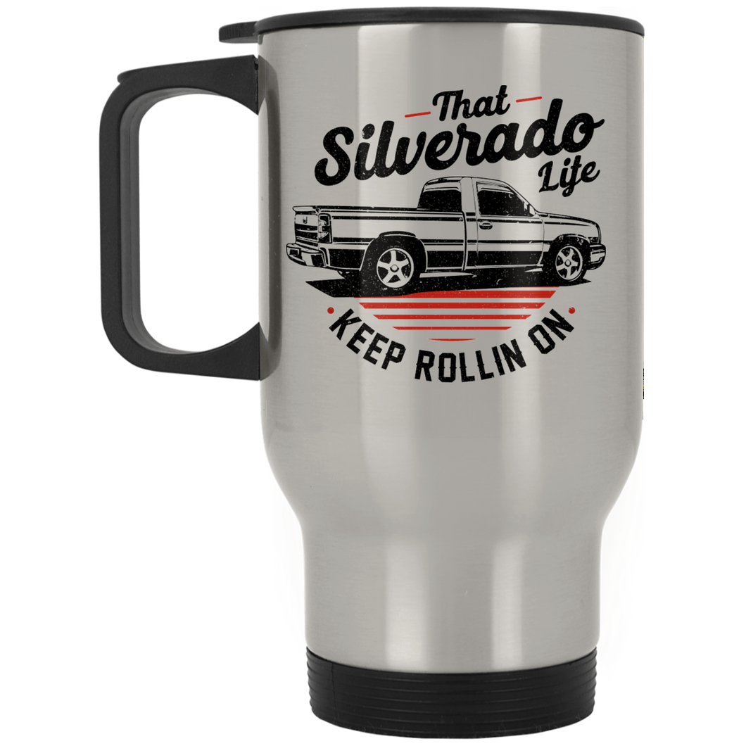 Chevy Silverado Silver Stainless Travel Mug